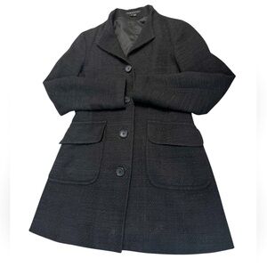 Theory S “Gessa tweed” GUC wool/cotton Black Textured Blazer w/ metallic thread